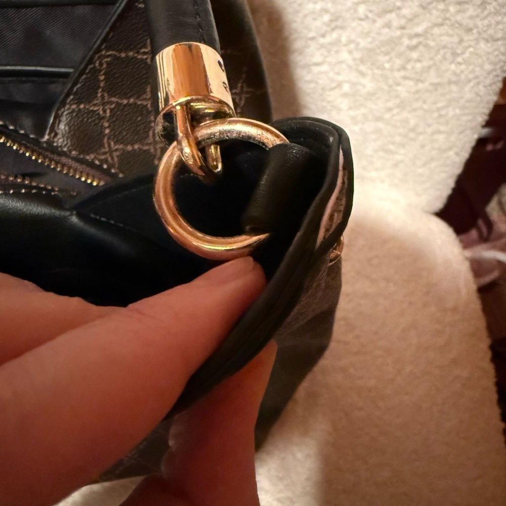 Nine West Dark Brown and Gold Geometric Shoulder Bag - Picture 6 of 8